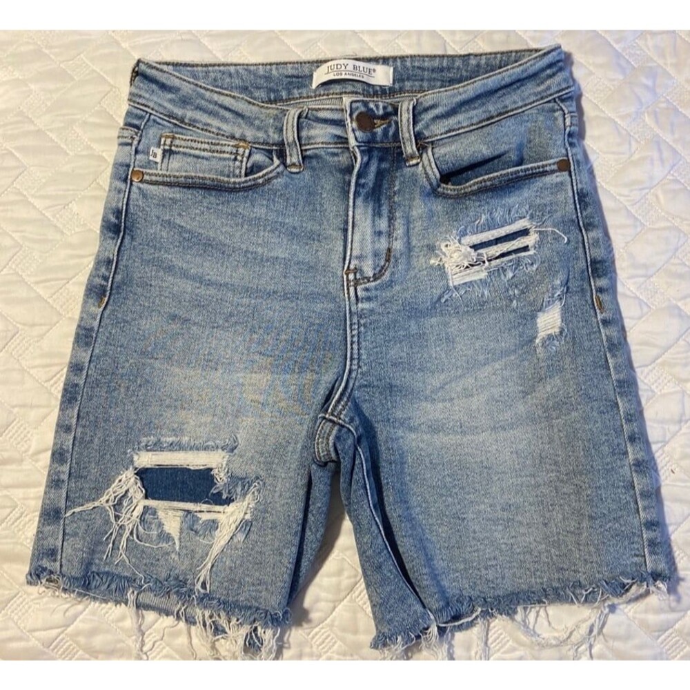 Judy blue shorts womens small Bermuda shorts stretchy denim JudyBlue jeans patch